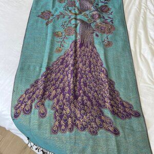 Beautiful tapestry peacock scarf wrap
